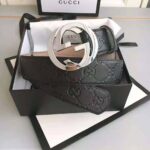 Gucci Unisex Gucci Signature Leather Belt-Black - Image 4