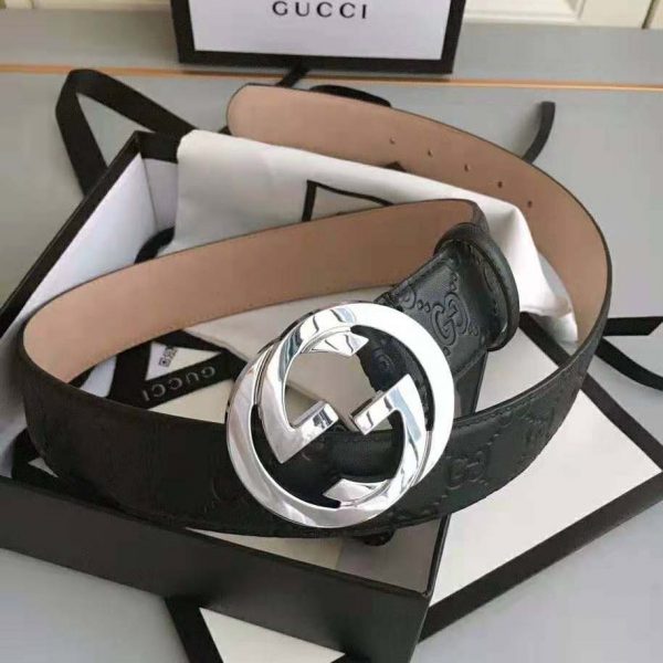 Gucci Unisex Gucci Signature Leather Belt-Black (6)