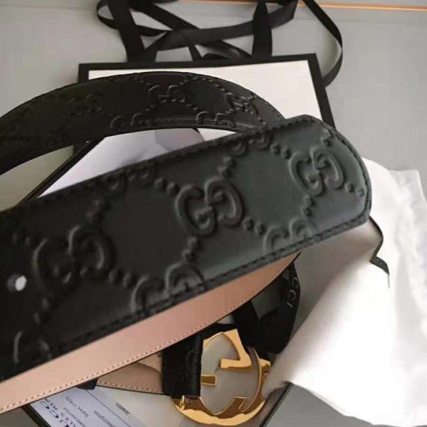 Gucci Unisex Gucci Signature Leather Belt-Black (8)