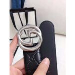 Gucci Unisex Gucci Signature Leather Belt with Interlocking G Buckle-Black - immagine 9