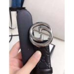 Gucci Unisex Gucci Signature Leather Belt with Interlocking G Buckle-Black - immagine 6