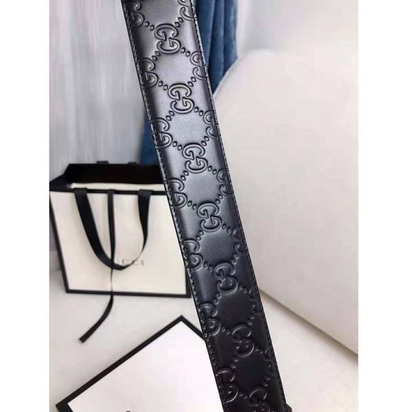 Gucci Unisex Gucci Signature Leather Belt with Interlocking G Buckle-Black (4)