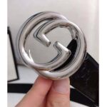 Gucci Unisex Gucci Signature Leather Belt with Interlocking G Buckle-Black - immagine 8