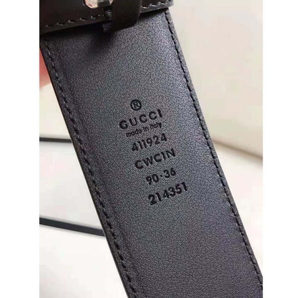 Gucci Unisex Gucci Signature Leather Belt with Interlocking G Buckle-Black (9)