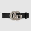 Gucci Unisex Leather Belt with Double G Buckle-Black