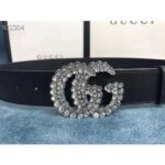 Gucci Unisex Leather Belt with Double G Buckle-Black - Image 4