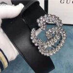 Gucci Unisex Leather Belt with Double G Buckle-Black - Image 8