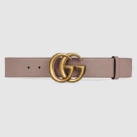 Gucci Unisex Leather Belt with Double G Buckle-Pink (1)