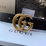 Gucci Unisex Leather Belt with Double G Buckle in 2.5cm Width-Black – Image 3