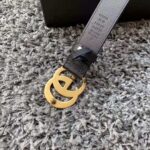 Gucci Unisex Leather Belt with Double G Buckle in 2.5cm Width-Black – Image 8