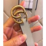 Gucci Unisex Leather Belt with Double G Buckle in 2cm Width-White – Image 6