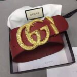 Gucci Unisex Leather Belt with Double G Buckle in Burgundy Leather - Image 4