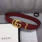 Gucci Unisex Leather Belt with Double G Buckle in Burgundy Leather - Image 3