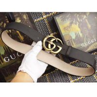 Gucci Unisex Leather Belt with Double G Buckle with Snake in Black Leather (1)