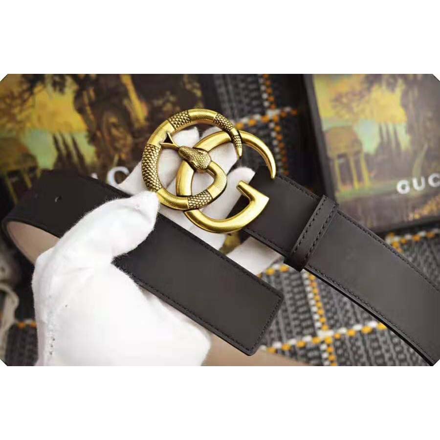 Shop GUCCI 2020 SS Leather Belt With Double G Buckle With Snake ( 458949  CVE0T 1000, 458949 CVE0T 2535) by mizutamadot