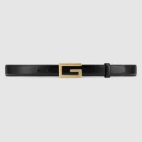 Gucci Unisex Leather Belt with G Buckle-Black (1)