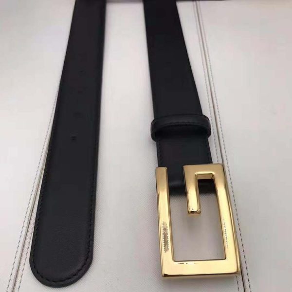 Gucci Unisex Leather Belt with G Buckle-Black (7)