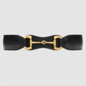 Gucci Unisex Leather Belt with Horsebit in Black Smooth Leather