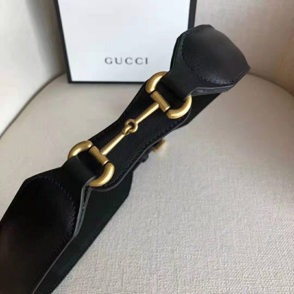 Gucci Unisex Leather Belt with Horsebit in Black Smooth Leather (6)