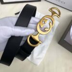 Gucci Unisex Leather Belt with Interlocking G Horsebit-Black - Imagen 5