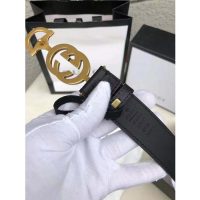 Gucci Unisex Leather Belt with Interlocking G Horsebit-Black (7)