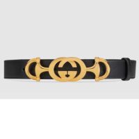 Gucci Unisex Leather Belt with Interlocking G Horsebit-Black (7)