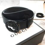 Gucci Unisex Leather Belt with Interlocking G in Black Leather - Image 5