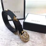 Gucci Unisex Leather Belt with Pearl Double G-Black – Image 4