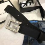 Gucci Unisex Leather Belt with Square G Buckle in 3.8cm Width-Black - immagine 5