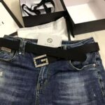 Gucci Unisex Leather Belt with Square G Buckle in 3.8cm Width-Black - immagine 2