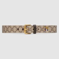 Gucci Unisex Tiger Print GG Supreme Belt in BeigeEbony GG Supreme Canvas (1)