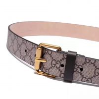 Gucci Unisex Tiger Print GG Supreme Belt in BeigeEbony GG Supreme Canvas (1)