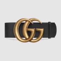 Gucci Unisex Wide Leather Belt with Double G-Black (1)