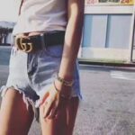 Gucci Unisex Wide Leather Belt with Double G-Black - immagine 3