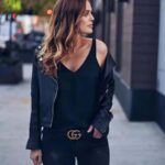 Gucci Unisex Wide Leather Belt with Double G Buckle-Black - immagine 3