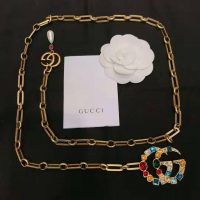 Gucci Women Chain Belt with Crystal Double G Buckle in Gold-Toned Chain (1)