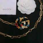 Gucci Women Chain Belt with Crystal Double G Buckle in Gold-Toned Chain – Bild 6