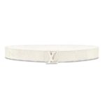 Louis Vuitton LV Unisex Ceinture LV Shape 40mm Belt in Lanière En Cuir Taurillon Embossé-White