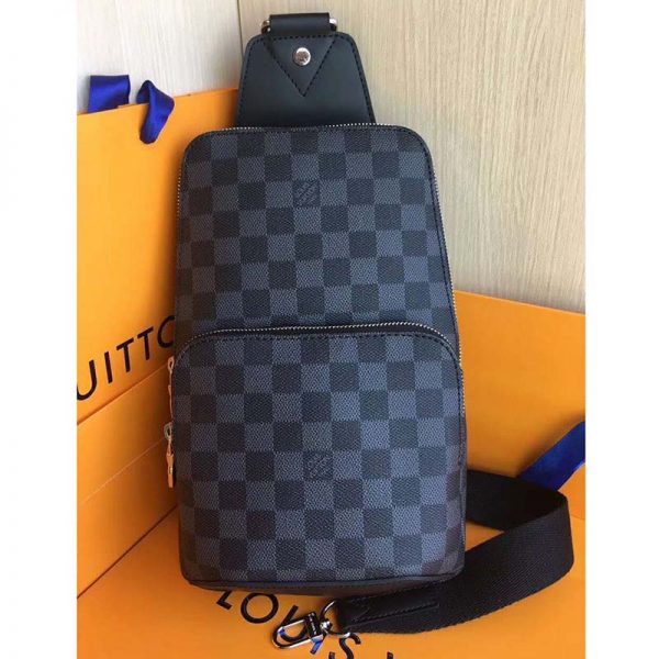 Louis Vuitton LV Men Avenue Sling Bag in Coated Damier Graphique Canvas ...