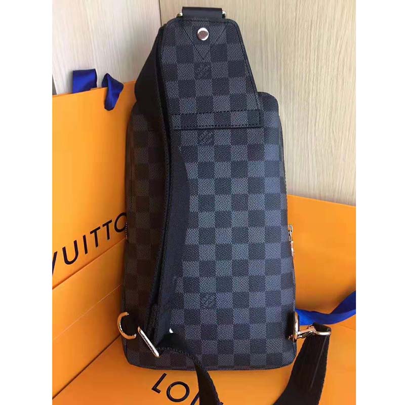 LV LV Men Avenue Sling Bag in Damier Graphite Coated Canvas-Grey