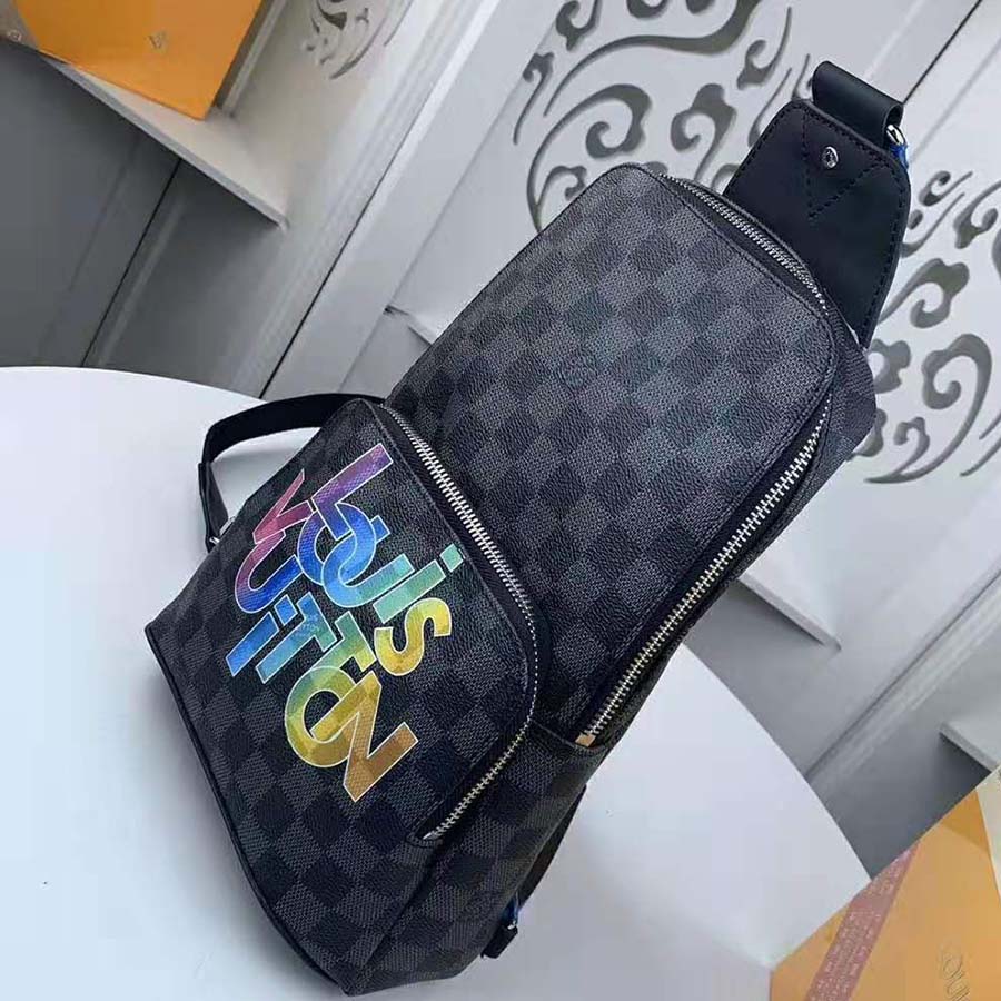 Louis Vuitton Damier Graffiti Canvas Bum Bag N40276 Virgil Abloh Gray Men's