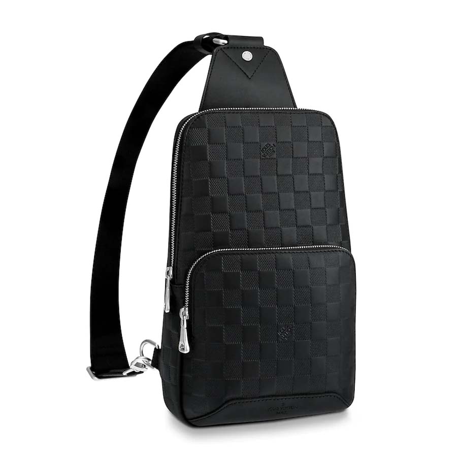 Sling Shoulder Louis Vuitton Black Leather Bag Men pattern LV