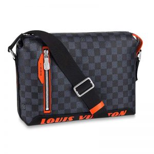 Louis Vuitton LV Men Damier Cobalt Race Discovery Messenger PM Bag-Grey