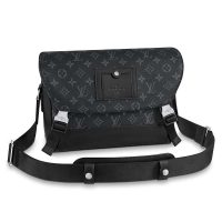 Louis Vuitton LV Men Messenger PM Voyager Bag in Monogram Eclipse Canvas-Black