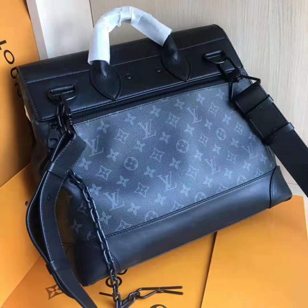 Louis Vuitton LV Men Steamer PM Bag in Monogram Eclipse Coated Canvas-Black (10)