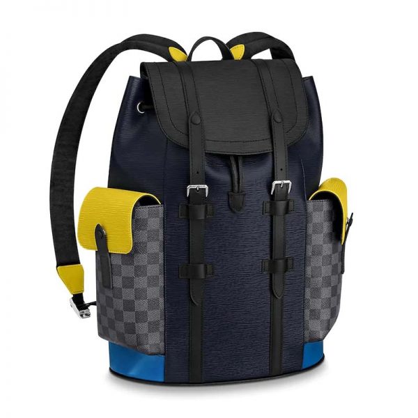 Louis Vuitton LV Unisex Christopher Backpack PM in Cowhide Leather-Navy (1)