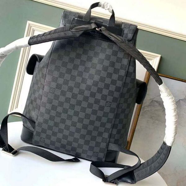 Louis Vuitton LV Unisex Christopher PM Backpack in Damier Graphite Canvas-Grey (4)