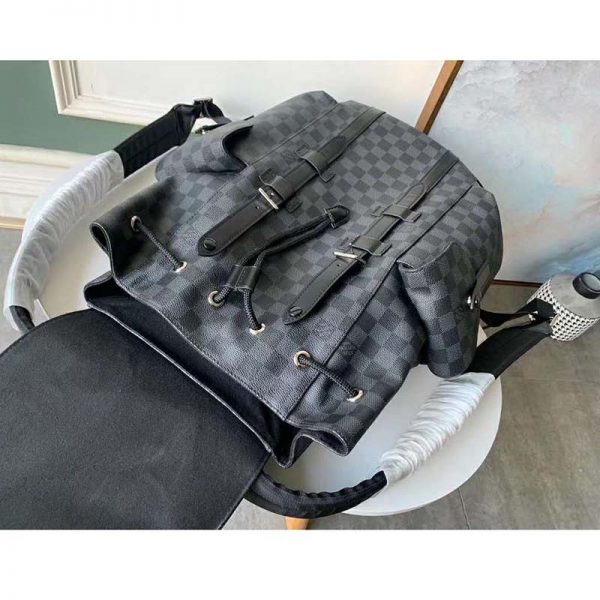 Louis Vuitton LV Unisex Christopher PM Backpack in Damier Graphite Canvas-Grey (8)