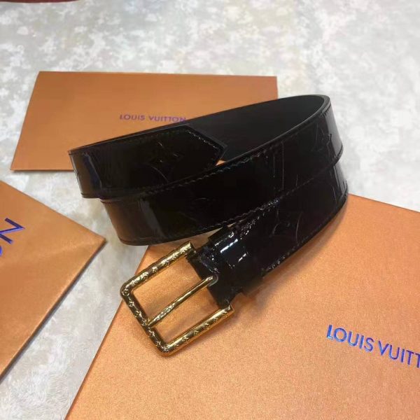 Louis Vuitton LV Unisex Daily LV 30mm Belt in Monogram Vernis Calf Leather-Black (3)