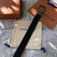 Louis Vuitton LV Unisex Damier Print 40mm Reversible Belt in Damier Canvas-Blue (1)